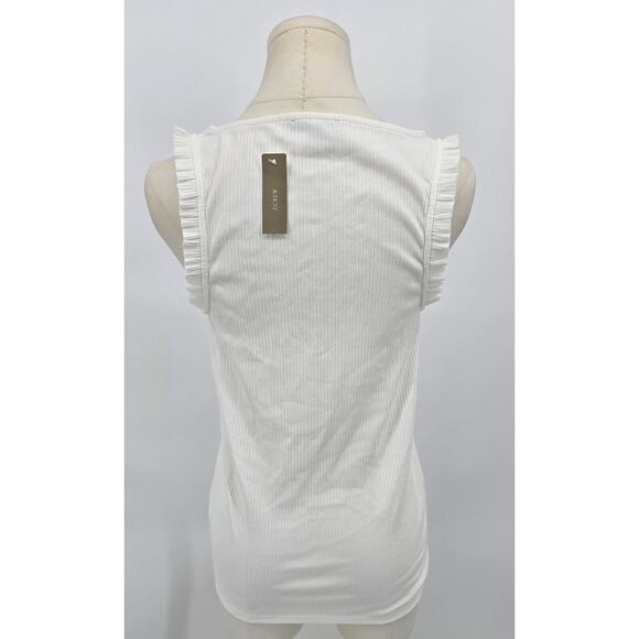 J. CREW Soft White Ruffle Strap Tank Top - Picture 3 of 5